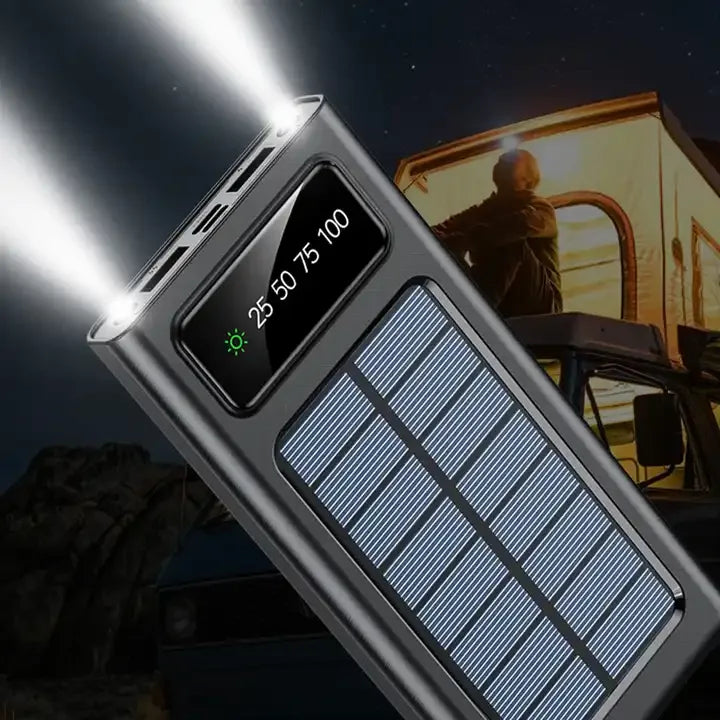 SOLAR POWER BANK 20000 MAH | FAST CHARGING | 4-BUILT IN CABLES - Souq Sahara