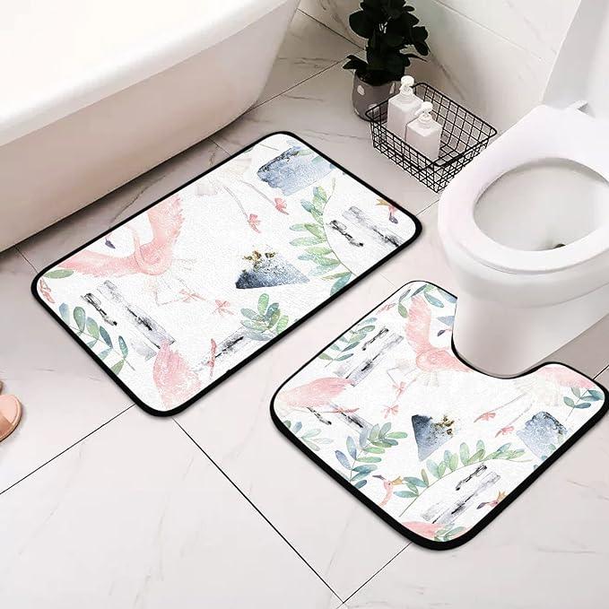 Dancing Flamingo Toilet Mat Set - Souq Sahara