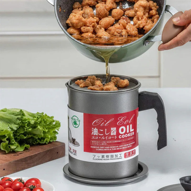 Stainless Steel Oil Filter Pot with Tray - Souq Sahara