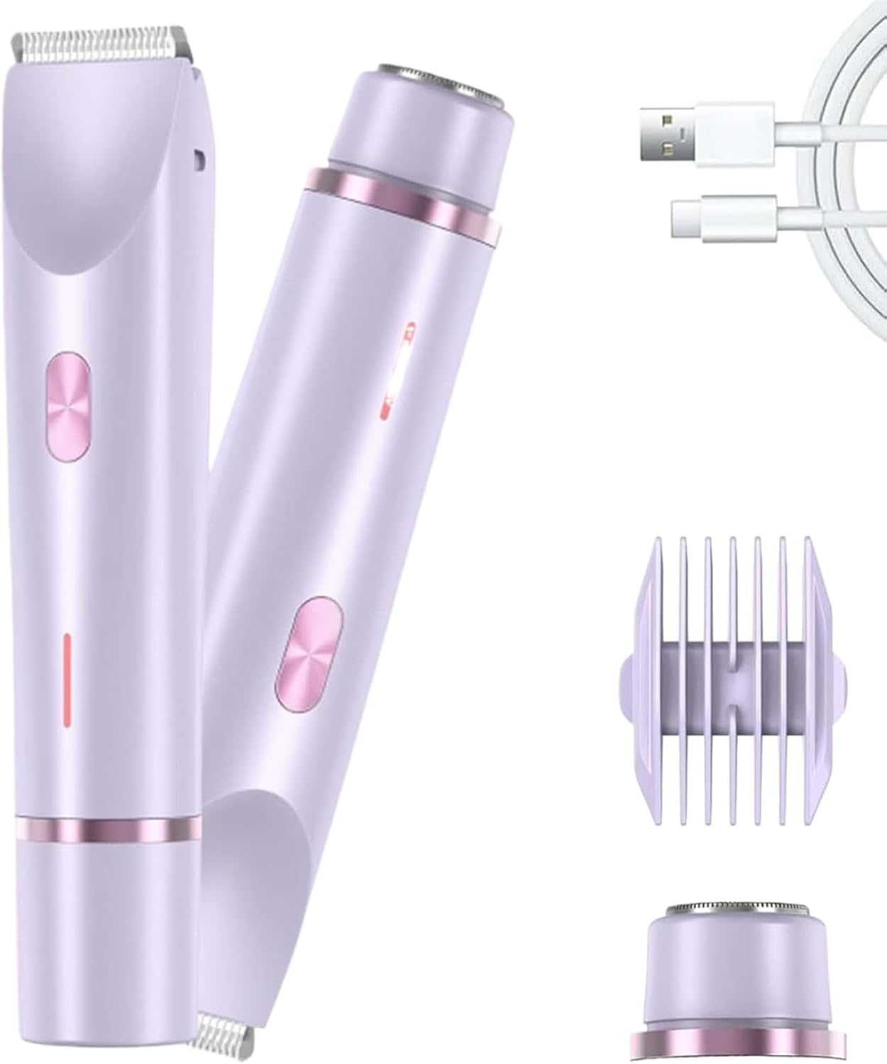 Double Head Shaver & Trimmer - Ipx7 Waterproof Wet & Dry Use (for bikini, underarms, legs, arms, body & face) (مِقَص حلاقة كهربائي ذوا رأسين)