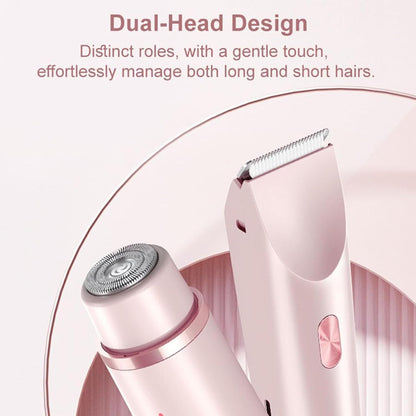 Double Head Shaver & Trimmer - Ipx7 Waterproof Wet & Dry Use (for bikini, underarms, legs, arms, body & face) (مِقَص حلاقة كهربائي ذوا رأسين)