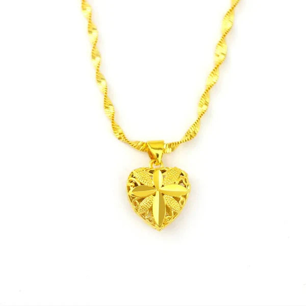 (عقد قلب الهالة الذهبية)  Gold Aura Heart Necklace